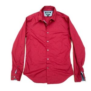 men's red shirt with blue contrast